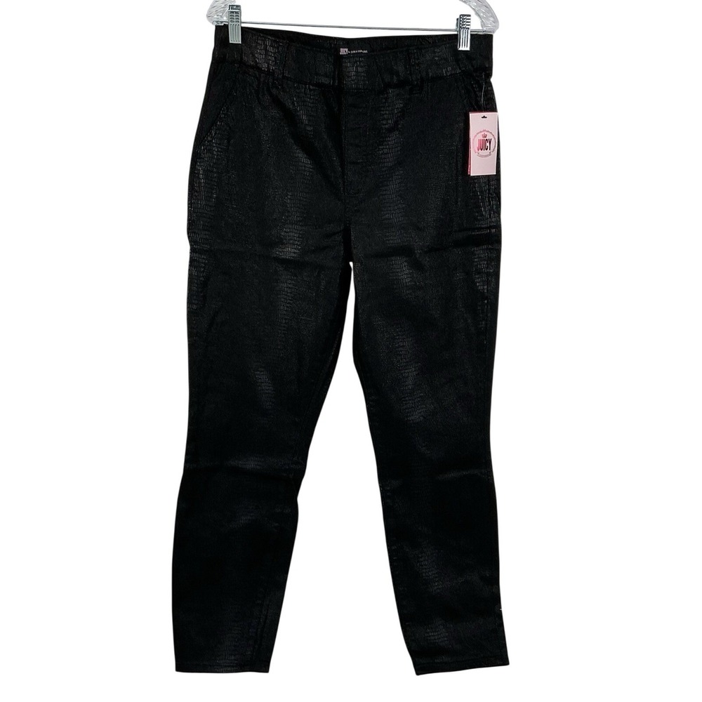 Juicy by Juicy Couture Black Croc Embossed Pants Size 14 NWT Textured